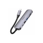 Концентратор HOCO USB-C 6-in-1 1xUSB 3.0 + 1xUSB 2.0 + SD/TF + 1xHDMI 4K30Hz + 1xUSB-C PD 60W gray (6931474769336) - уменьшенное изображение 4