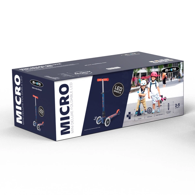 Самокат Micro Mini Deluxe Foldable LED" складний Синій" (MMD196) - изображение 6