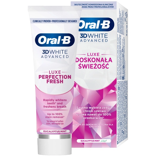 Зубна паста Oral-B 3D White Advanced Luxe Perfection Прохолода м'яти та евкаліпту 75 мл (8700216922739) - picture 1