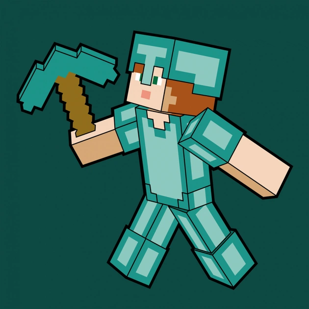 Картина по номерам Santi Майнкрафт Алекс в алмазній броні 25*25см полотно кольорове (955027) - picture 1