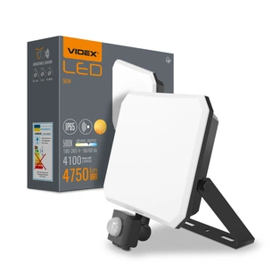 Прожектор Videx F3 50W 5000K з датчиком руху 220V Black (VLE-F3-0505B-S) зображення 1