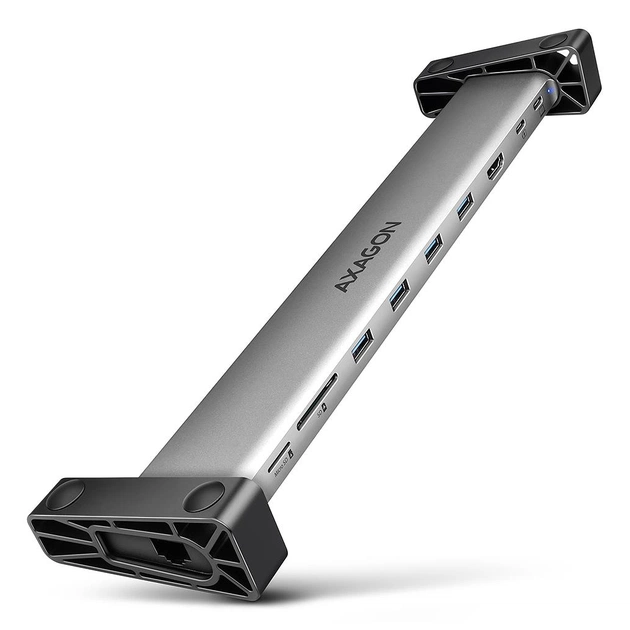 Концентратор AXAGON USB-C 9-in-1 4xUSB 3.2 + 2xUSB-C + HDMI + SD/TF + RJ45 1000Mbps + PD 100W black/gray (HMC-10HLS) - зображення 1