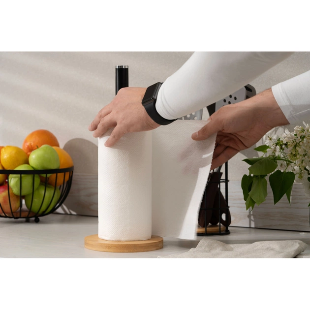 Тримач паперових рушників Ardesto Midori 15х34см, метал, бамбук, чорний (AR0913BB) - picture 3