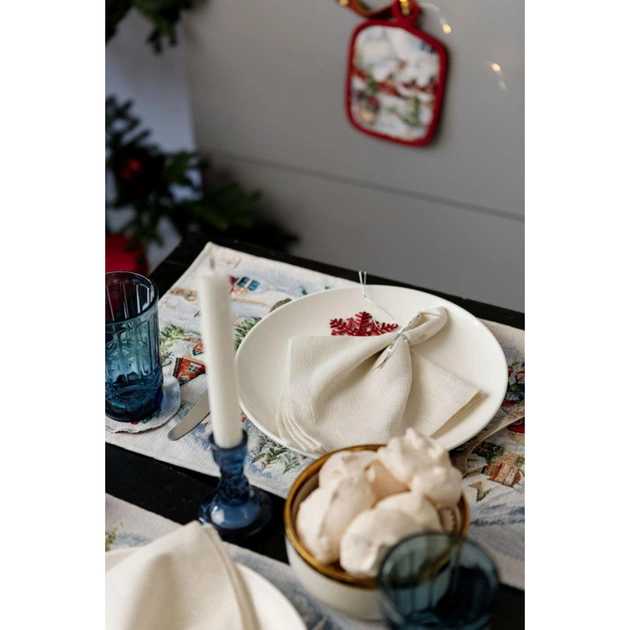 Серветка на стіл Прованс гобеленова з велюром Снігова зима 30х50 см (036440) - зображення 6