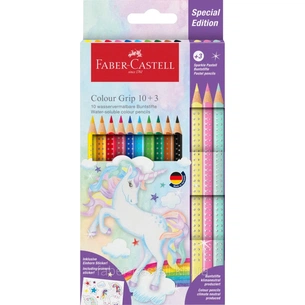 Олівці кольорові Faber-Castell Colour Grip акварельні, 10 кольорів + 3 пастельних олівця (201542) (32323) зображення 1