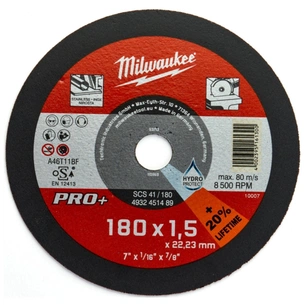 Круг відрізний Milwaukee по металу, SCS41/180X1,5 PRO+, 180мм (4932451489) зображення 1