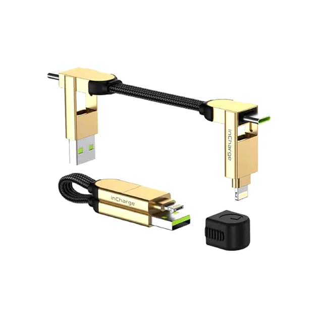 Дата кабель 6in1 inCharge X 0,14m 100W beige Rolling Square (X03WR) - изображение 1