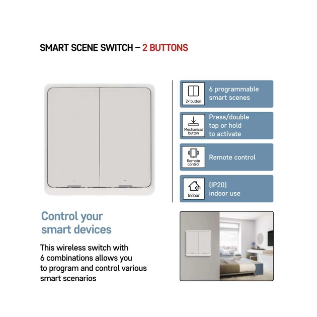 Розумний вимикач EMOS H5012 2 buttons ZigBee 3.0 (H5012) - picture 9