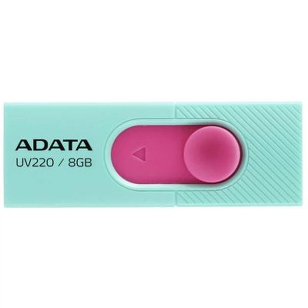 USB флеш накопичувач ADATA 8GB UV220 Green/Pink USB 2.0 (AUV220-8G-RGNPK) - изображение 1
