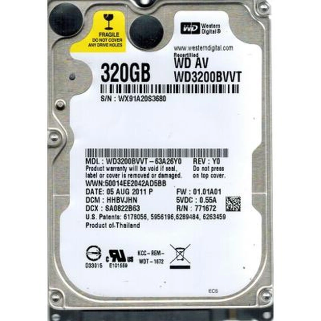 Жорсткий диск для ноутбука 2.5" 320GB WD (# WD3200BVVT-63A26Y0 #) - изображение 1