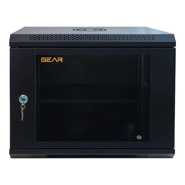 Шафа настінна GEAR 9U 19" 600x450x500 мм, + полка 19", black (GWMSN-9U-600-450) - picture 1