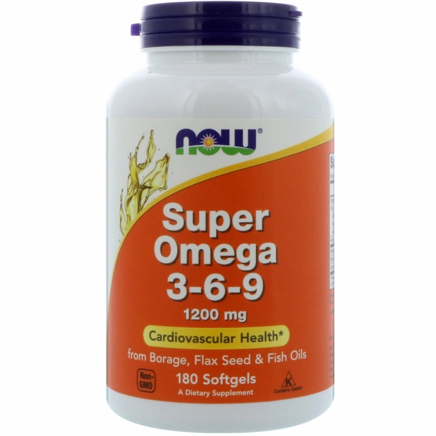 Жирные кислоты Now Foods Супер Омега 3-6-9 1200мг, 180 желатиновых капсул (NOW-01841) - изображение 1