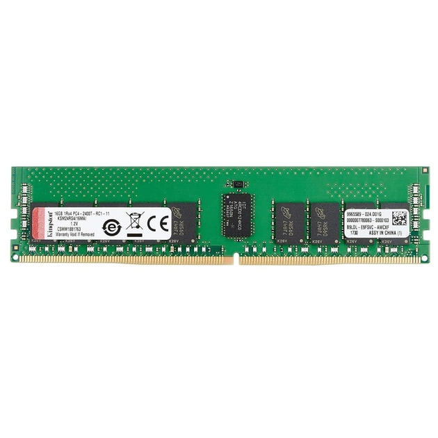 Модуль пам'яті для сервера DDR4 16GB ECC RDIMM 2400MHz 1Rx4 1.2V CL17 Kingston (KSM24RS4/16MAI) - изображение 1