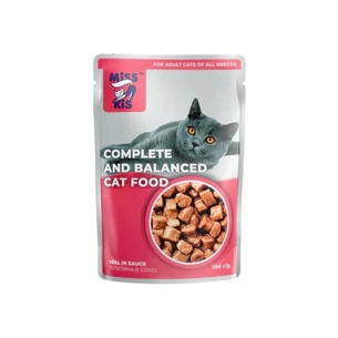 Вологий корм для кішок Mis Kiss з телятиною в соусі 100 г (4820164440155/4820111141449) зображення 1
