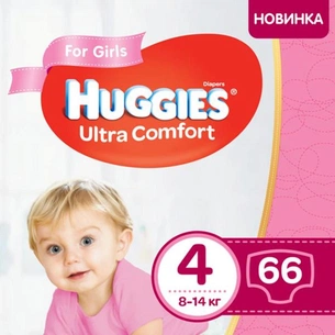 Підгузки Huggies Ultra Comfort 4 Mega для девочек (8-14 кг) 66 шт (5029053543628) зображення 1