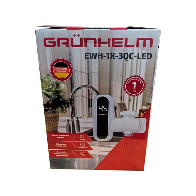 Проточний водонагрівач Grunhelm EWH-1X-3QC-LED - зображення 3