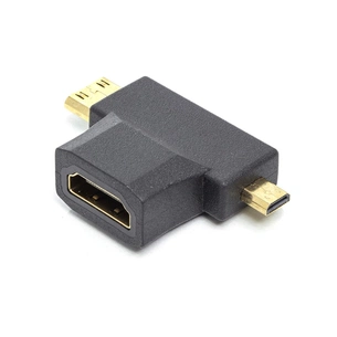 Перехідник HDMI (F) to mini HDMI (M) / micro HDMI (M) PowerPlant (CA912056) зображення 1