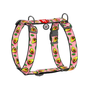 Шлея для собак WAUDOG Nylon з QR-паспортом анатомічна H-подібна "Авокадо на рожевому" пластиковий фастекс S (320-4051) зображення 1