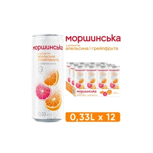 Мінеральна вода Моршинська з ароматом Апельсин-Грейпфрут 0.33 сл/газ ж/б (4820017002660) изображение 1
