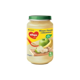 Дитяче пюре Milupa фруктового Яблуко, банан, вівсянка з 6 місяців 190 г (5900852051432) зображення 1