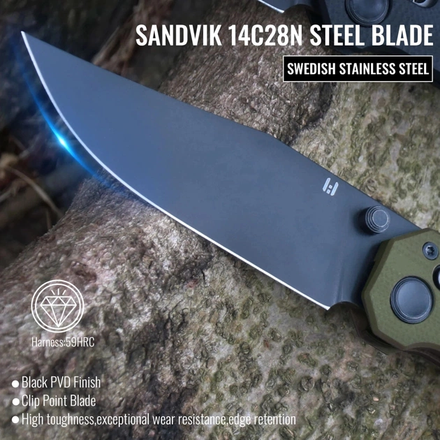 Ніж Hightron Pathwright, 14C28N, G10, зелений, чорний клинок (HK03GRN) - picture 9