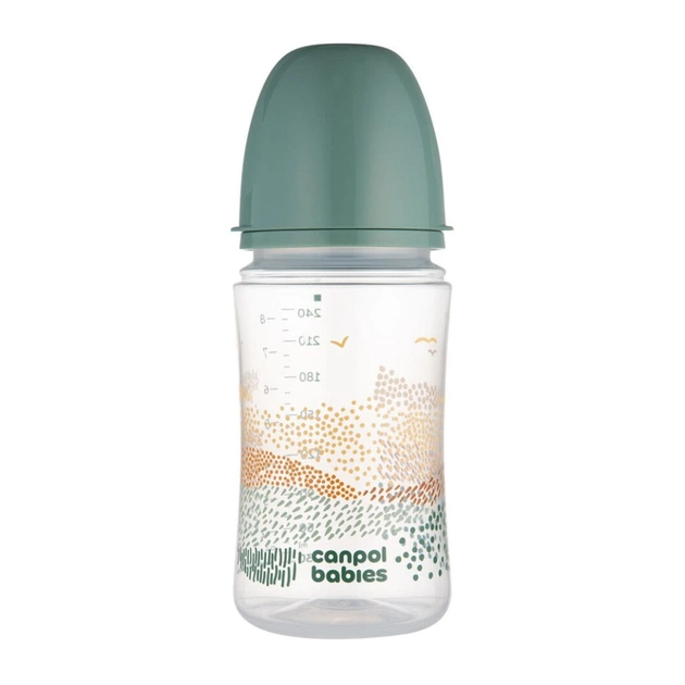 Пляшечка для годування Canpol babies Easystart MOUNTAINS антиколікова з широким отвором 240 мл зелена (35/243_gre) - зображення 1