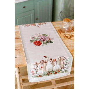 Доріжка на стіл Прованс гобеленова Велекодня Гуси 35х100 см (034161) зображення 1