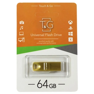 USB флеш накопичувач T&G 64GB 117 Metal Series Gold USB 2.0 (TG117GD-64G) зображення 1