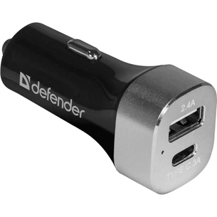 Зарядний пристрій Defender UCG-01 авто, 1 порт USB + TypeC, 5V / 5.4A (83569) зображення 1