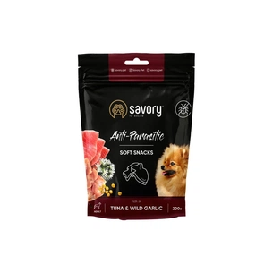 Ласощі для собак Savory з антипаразитарним ефектом, тунець і часник 200 г (4820232631324) зображення 1