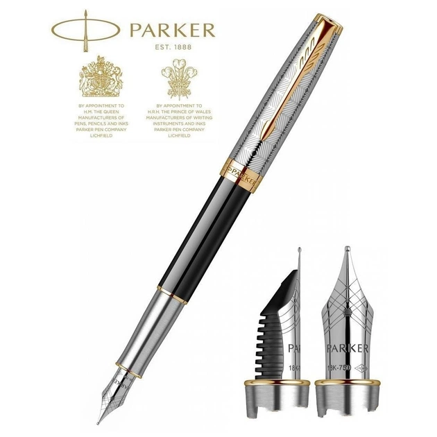 Ручка пір'яна Parker SONNET 17 Metal & Black Lacquer GT  FP18 F (68 111) - изображение 4