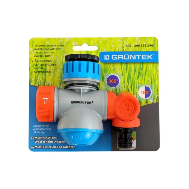 Конектор для шланга Gruntek багатофункціональний з шарнірним штуцером 1/2" та 3/4" (296222240) - picture 3