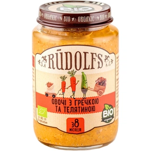 Дитяче пюре Rudolfs Овочі та гречка з телятини 190 г (4751017940563) зображення 1