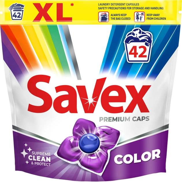 Капсули для прання Savex Premium Caps Color 42 шт. (3800024046902) - зображення 1