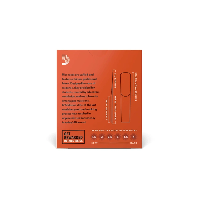 Тростина для кларнета D'Addario Rico - Bb Clarinet #3.0 - 10 Pack (RCA1030) - picture 3