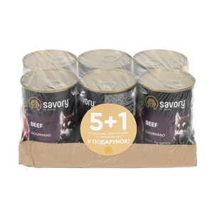 Консерви для собак Savory Набір 5+1 Gourmand Beef 400 г (2700000054970) зображення 1