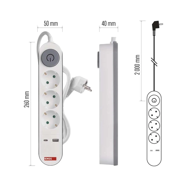 Сетевой удлинитель EMOS P1322PD - изображение 6