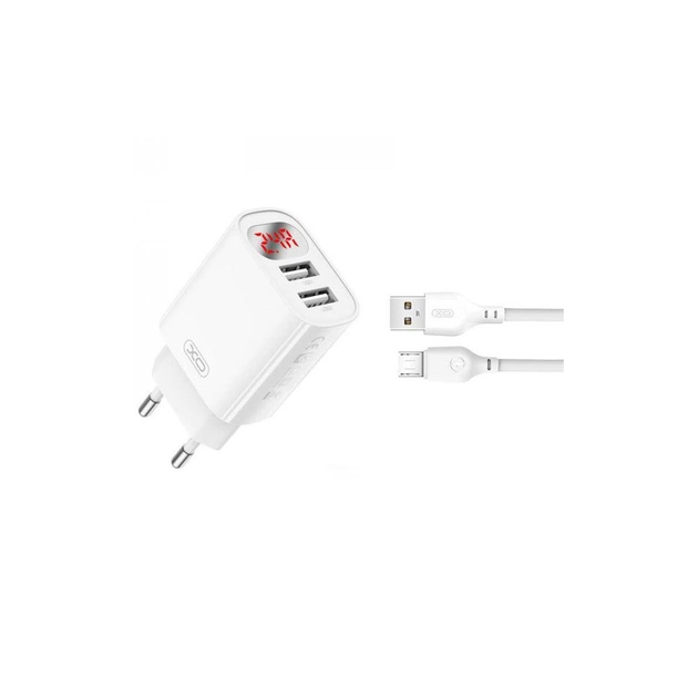 Зарядний пристрій XO L95 (2USB/2.4A) + USB - MicroUSB White (XO-L95-M) - изображение 1