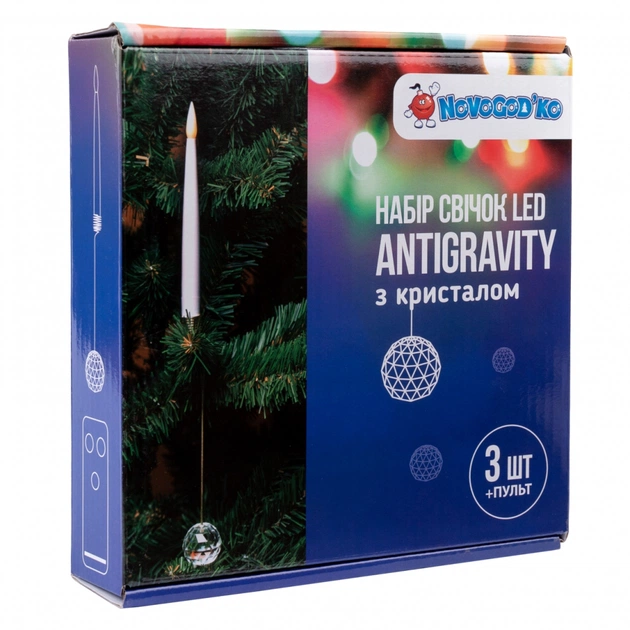 Ялинкова іграшка Novogod`ko набір свічок Antigravity LED, з кристалом, з пультом, 32 см, 3 шт. (974445) - picture 2