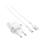 Зарядний пристрій HOCO C12Q Smart USB QC3.0 + cable USB to USB-C 18W White (6931474716309) - зменшене зображення 1