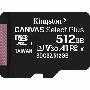 Карта пам'яті Kingston 512GB microSDXC class 10 UHS-I U3 V30 A1 Canvas Select Plus (SDCS2/512GBSP) зображення 1