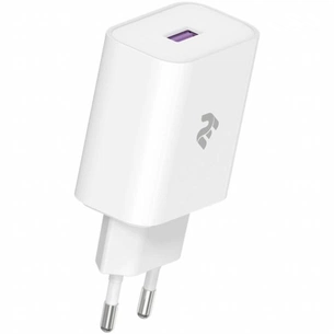 Зарядний пристрій 2E USB Wall Charger QC3.0 DC5V/3A, Max 18W, white (2E-WC1USB18W-W) зображення 1