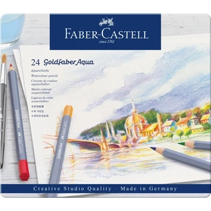 Олівці кольорові Faber-Castell Goldfaber Aqua акварельні, в металевій коробці, 24 кольори (114624) (27638) зображення 1