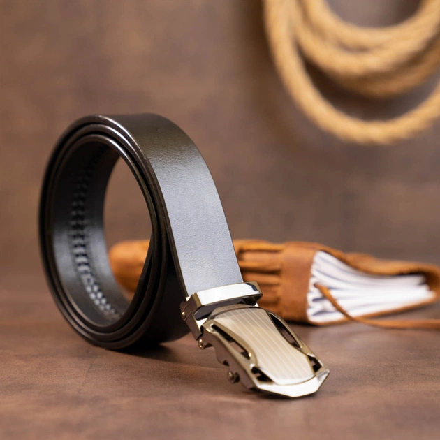 Ремінь Vintage Чоловічий з пряжкою автомат Чорний (20355) - зображення 9