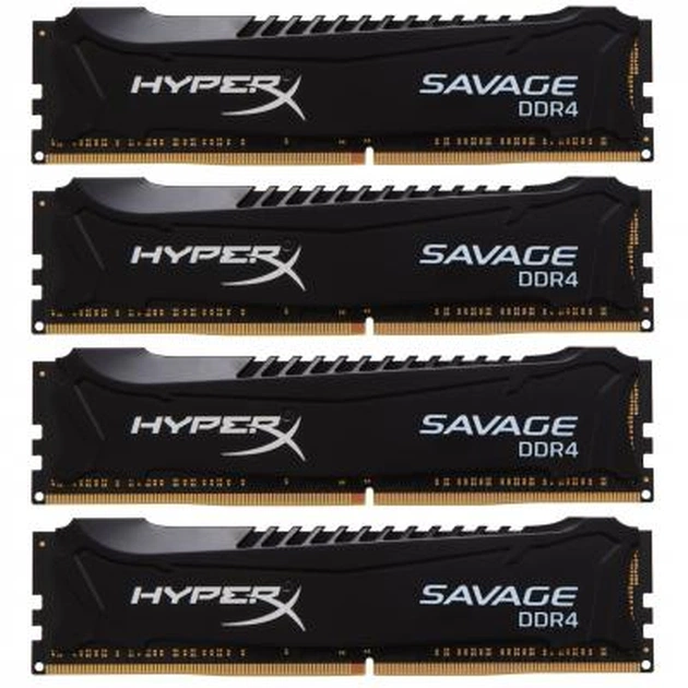 Модуль пам'яті для комп'ютера DDR4 32GB (4x8GB) 2400 MHz Savage Blak Kingston Fury (ex.HyperX) (HX424C12SB2K4/32) - зображення 1