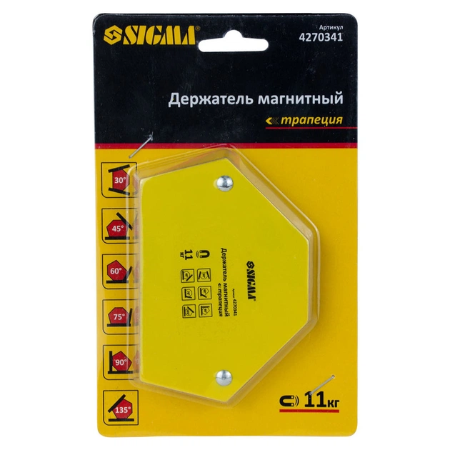 Магніт для зварювання Sigma трапеція 11кг 78x32x47x28.5мм (30,45,60,90,75,135 °) (4270341) - picture 5