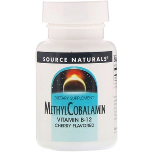 Вітамін Source Naturals Метилкобаламін, Вітамін В12, 5 мг, Смак Вишні, MethylCobalamin Vit (SN1328) зображення 1