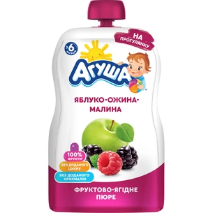 Дитяче пюре Агуша Яблуко-Ожина-Малина 90 г (4823063116541) зображення 1