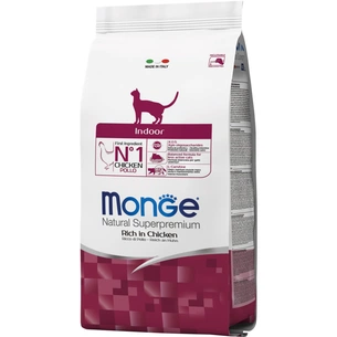 Сухий корм для кішок Monge Cat Indoor зі смаком курки та рису 400 г (8009470005104) зображення 1