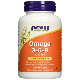 Жирные кислоты Now Foods Омега 3-6-9 1000мг, 100 желатиновых капсул (NF1835) изображение 1